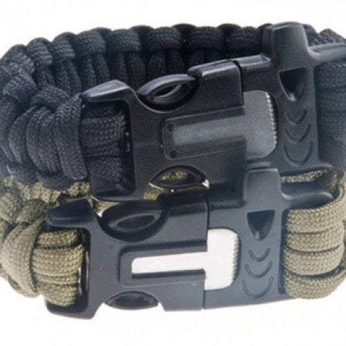 US Military Army Utility Tactical Airsoft Hunting Camping Hiking Paracord Whistle Lifesaving Bracelet Braided Rope Wrist Band